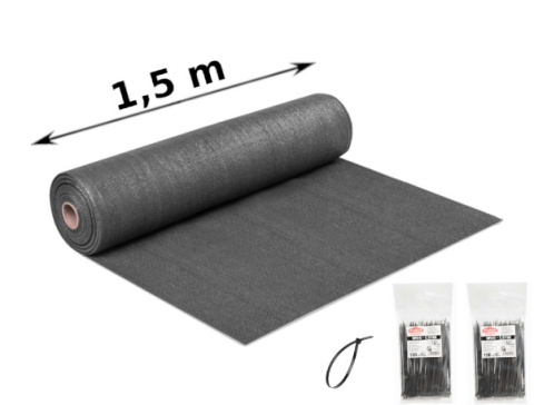 SIATKA CIENIUJĄCA 90% 1,5x50m MASKUJĄCA NA PŁOT UV SZARA SIATKA CIENIUJĄCA 90% 1,5x50m MASKUJĄCA NA PŁOT UV SZARA