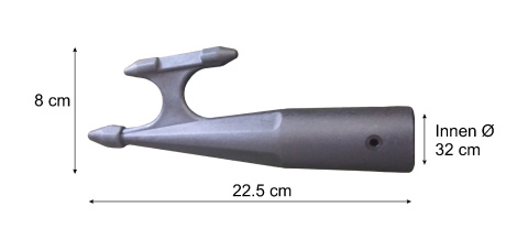 Hák 22cm FI 32mm Šedá Hák 22cm FI 32mm Šedá