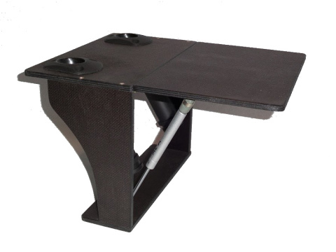 Folding table with a side for a pontoon with a holder for 2 rods Folding table with a side for a pontoon with a holder for 2 rods