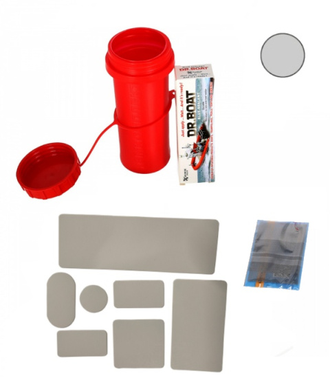Zestaw Naprawczy Klej Dr. Boat + Łatki PVC + Siatka + Pudełko na klej CZARNY Zestaw Naprawczy Klej Dr. Boat + Łatki PVC + Siatka + Pudełko na klej CZARNY