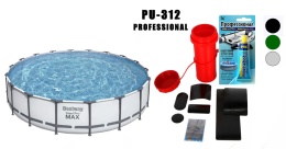 Zestaw Naprawczy Klej PU312 Professional + Łatki PVC + Siatka + Pudełko na klej do Basenu