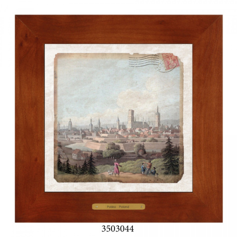 Obrazek Ceramiczny Gdańsk 28x28 cm w Drewnianej Ramce Obrazek Ceramiczny Gdańsk 28x28 cm w Drewnianej Ramce