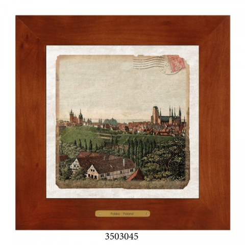 Obrazek Ceramiczny Gdańsk 28x28 cm w Drewnianej Ramce Obrazek Ceramiczny Gdańsk 28x28 cm w Drewnianej Ramce