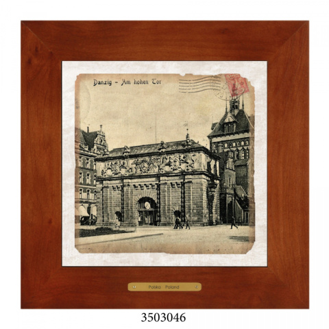 Obrazek Ceramiczny Gdańsk 28x28 cm w Drewnianej Ramce Obrazek Ceramiczny Gdańsk 28x28 cm w Drewnianej Ramce