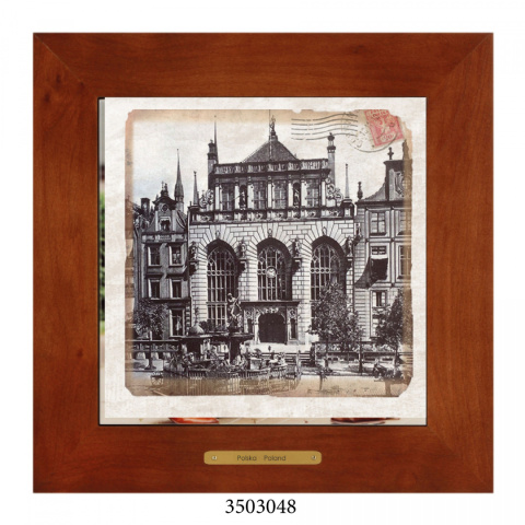 Obrazek Ceramiczny Gdańsk 28x28 cm w Drewnianej Ramce Obrazek Ceramiczny Gdańsk 28x28 cm w Drewnianej Ramce