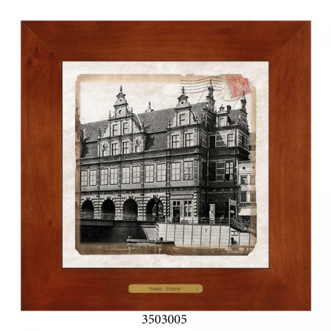 Obrazek Ceramiczny Gdańsk 28x28 cm w Drewnianej Ramce Obrazek Ceramiczny Gdańsk 28x28 cm w Drewnianej Ramce