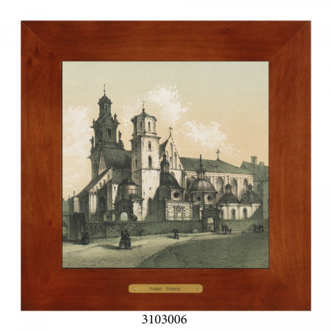 Obrazek Ceramiczny Kraków 18x18 cm w Drewnianej Ramce Obrazek Ceramiczny Kraków 18x18 cm w Drewnianej Ramce