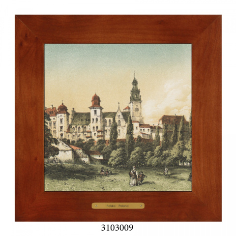 Obrazek Ceramiczny Kraków 18x18 cm w Drewnianej Ramce Obrazek Ceramiczny Kraków 18x18 cm w Drewnianej Ramce