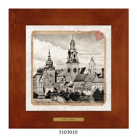 Obrazek Ceramiczny Kraków 18x18 cm w Drewnianej Ramce Obrazek Ceramiczny Kraków 18x18 cm w Drewnianej Ramce