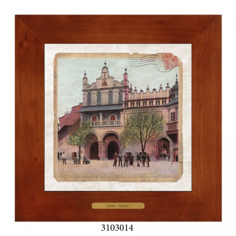 Obrazek Ceramiczny Kraków 18x18 cm w Drewnianej Ramce Obrazek Ceramiczny Kraków 18x18 cm w Drewnianej Ramce
