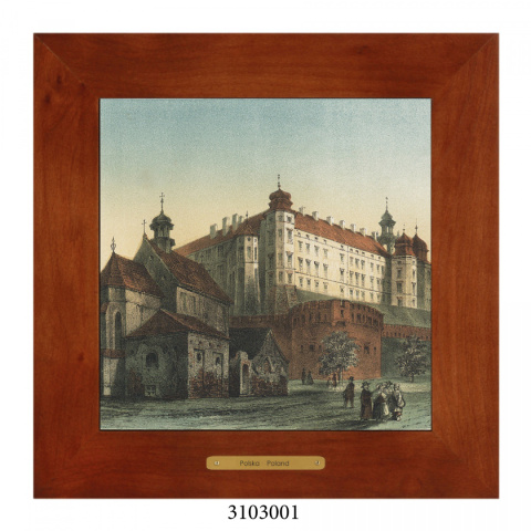 Obrazek Ceramiczny Kraków 18x18 cm w Drewnianej Ramce Obrazek Ceramiczny Kraków 18x18 cm w Drewnianej Ramce