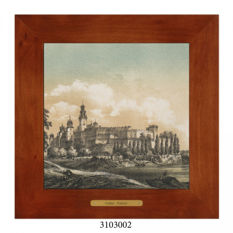 Obrazek Ceramiczny Kraków 18x18 cm w Drewnianej Ramce Obrazek Ceramiczny Kraków 18x18 cm w Drewnianej Ramce