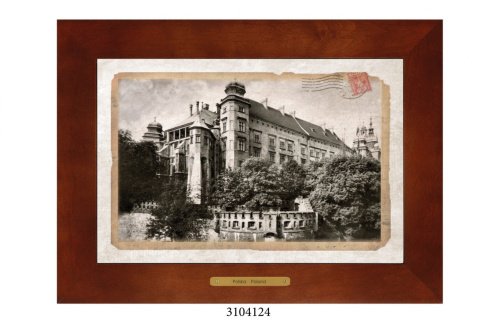 Obrazek Ceramiczny Kraków 38x28 cm w Drewnianej Ramce Obrazek Ceramiczny Kraków 38x28 cm w Drewnianej Ramce