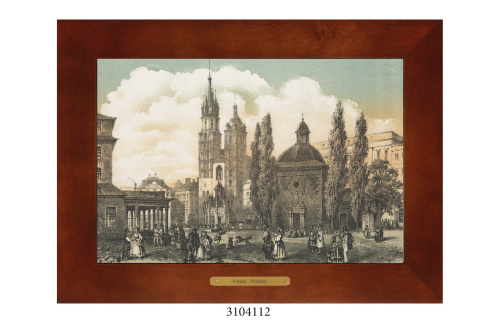 Obrazek Ceramiczny Kraków 38x28 cm w Drewnianej Ramce Obrazek Ceramiczny Kraków 38x28 cm w Drewnianej Ramce