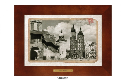 Obrazek Ceramiczny Kraków 38x28 cm w Drewnianej Ramce Obrazek Ceramiczny Kraków 38x28 cm w Drewnianej Ramce