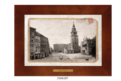 Obrazek Ceramiczny Kraków 38x28 cm w Drewnianej Ramce Obrazek Ceramiczny Kraków 38x28 cm w Drewnianej Ramce