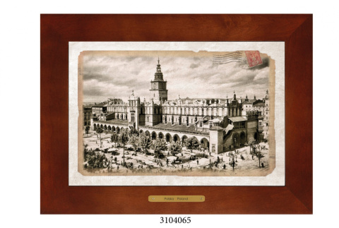 Obrazek Ceramiczny Kraków 38x28 cm w Drewnianej Ramce Obrazek Ceramiczny Kraków 38x28 cm w Drewnianej Ramce