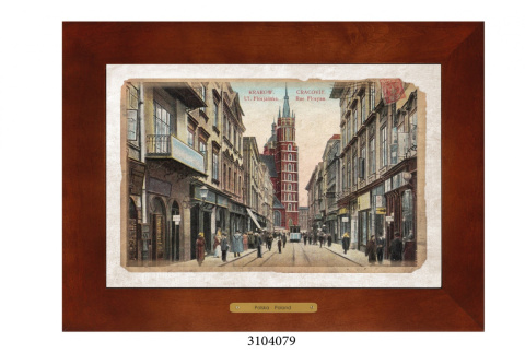 Obrazek Ceramiczny Kraków 38x28 cm w Drewnianej Ramce Obrazek Ceramiczny Kraków 38x28 cm w Drewnianej Ramce