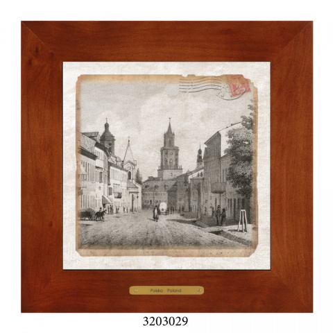 Obrazek Ceramiczny Lublin 18x18 cm w Drewnianej Ramce Obrazek Ceramiczny Lublin 18x18 cm w Drewnianej Ramce