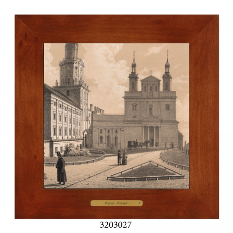 Obrazek Ceramiczny Lublin 18x18 cm w Drewnianej Ramce Obrazek Ceramiczny Lublin 18x18 cm w Drewnianej Ramce