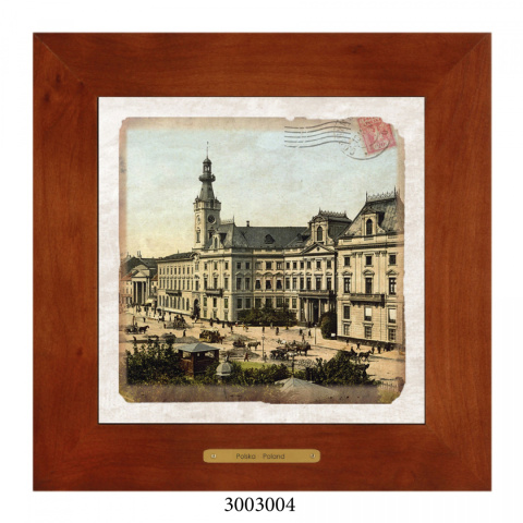 Obrazek Ceramiczny Warszawa 20x20 cm w Drewnianej Ramce Obrazek Ceramiczny Warszawa 20x20 cm w Drewnianej Ramce
