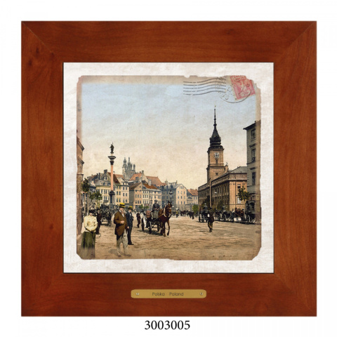 Obrazek Ceramiczny Warszawa 20x20 cm w Drewnianej Ramce Obrazek Ceramiczny Warszawa 20x20 cm w Drewnianej Ramce