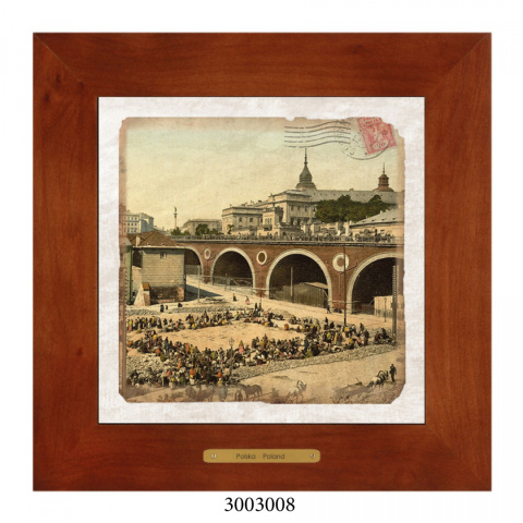 Obrazek Ceramiczny Warszawa 20x20 cm w Drewnianej Ramce Obrazek Ceramiczny Warszawa 20x20 cm w Drewnianej Ramce