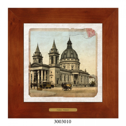 Obrazek Ceramiczny Warszawa 20x20 cm w Drewnianej Ramce Obrazek Ceramiczny Warszawa 20x20 cm w Drewnianej Ramce