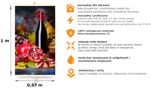 Grzejnik Naścienny TRIO WINO na Podczerwień Panel Grzewczy Grzejnik Naścienny TRIO WINO na Podczerwień Panel Grzewczy