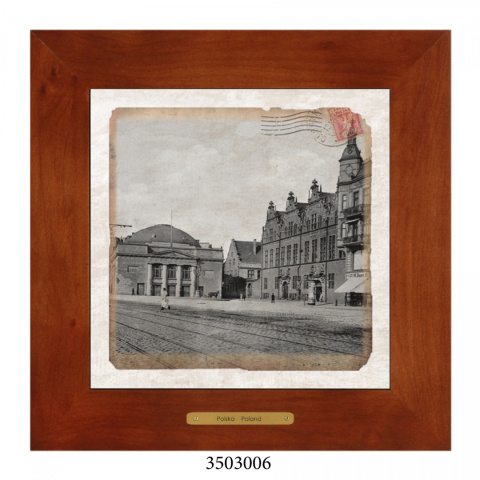 Obrazek Ceramiczny Gdańsk 28x28 cm w Drewnianej Ramce Obrazek Ceramiczny Gdańsk 28x28 cm w Drewnianej Ramce