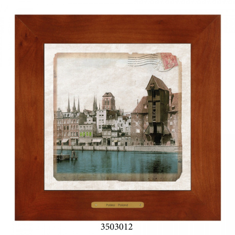 Obrazek Ceramiczny Gdańsk 28x28 cm w Drewnianej Ramce Obrazek Ceramiczny Gdańsk 28x28 cm w Drewnianej Ramce