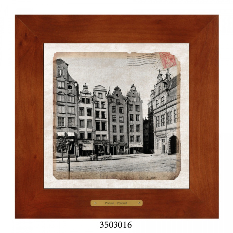 Obrazek Ceramiczny Gdańsk 28x28 cm w Drewnianej Ramce Obrazek Ceramiczny Gdańsk 28x28 cm w Drewnianej Ramce