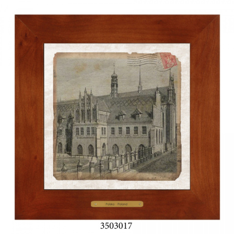 Obrazek Ceramiczny Gdańsk 28x28 cm w Drewnianej Ramce Obrazek Ceramiczny Gdańsk 28x28 cm w Drewnianej Ramce