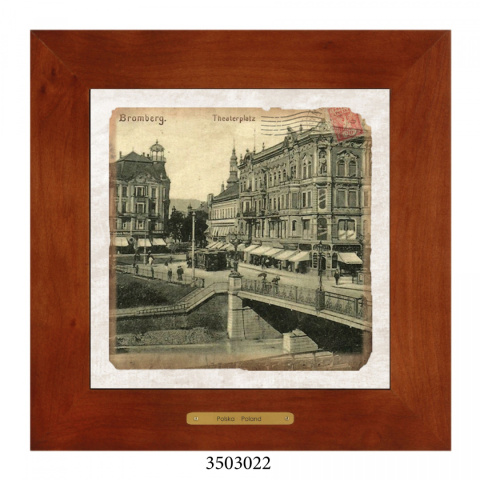 Obrazek Ceramiczny Gdańsk 28x28 cm w Drewnianej Ramce Obrazek Ceramiczny Gdańsk 28x28 cm w Drewnianej Ramce