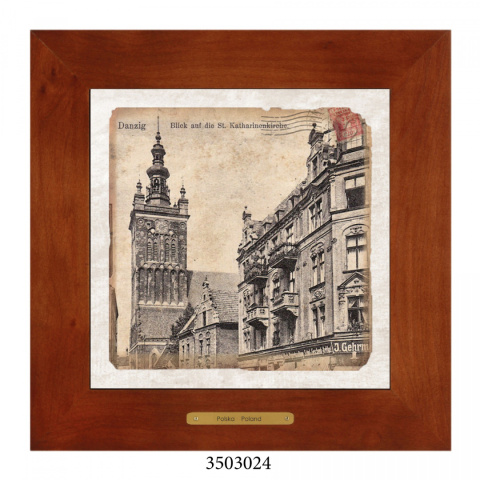 Obrazek Ceramiczny Gdańsk 28x28 cm w Drewnianej Ramce Obrazek Ceramiczny Gdańsk 28x28 cm w Drewnianej Ramce