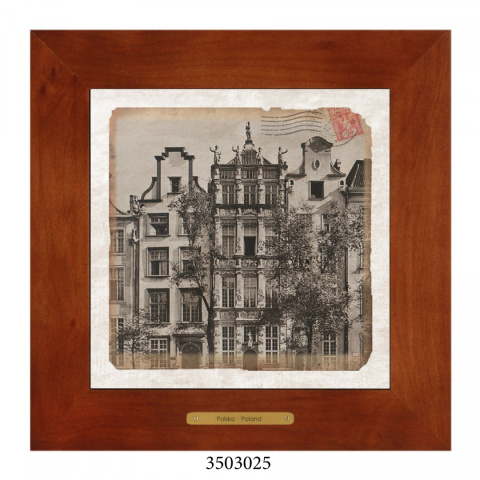 Obrazek Ceramiczny Gdańsk 28x28 cm w Drewnianej Ramce Obrazek Ceramiczny Gdańsk 28x28 cm w Drewnianej Ramce