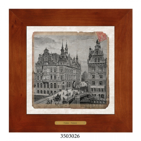 Obrazek Ceramiczny Gdańsk 28x28 cm w Drewnianej Ramce Obrazek Ceramiczny Gdańsk 28x28 cm w Drewnianej Ramce
