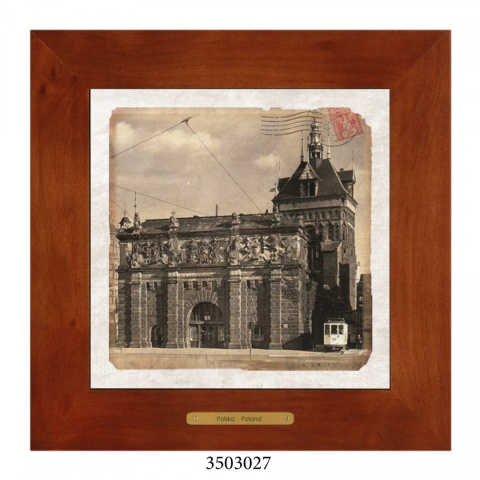 Obrazek Ceramiczny Gdańsk 28x28 cm w Drewnianej Ramce Obrazek Ceramiczny Gdańsk 28x28 cm w Drewnianej Ramce