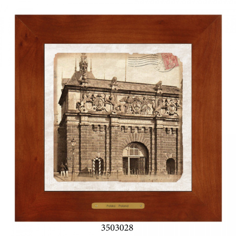 Obrazek Ceramiczny Gdańsk 28x28 cm w Drewnianej Ramce Obrazek Ceramiczny Gdańsk 28x28 cm w Drewnianej Ramce