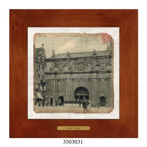 Obrazek Ceramiczny Gdańsk 28x28 cm w Drewnianej Ramce Obrazek Ceramiczny Gdańsk 28x28 cm w Drewnianej Ramce