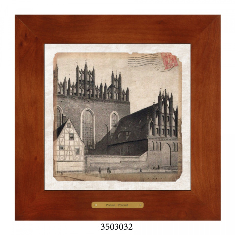 Obrazek Ceramiczny Gdańsk 28x28 cm w Drewnianej Ramce Obrazek Ceramiczny Gdańsk 28x28 cm w Drewnianej Ramce
