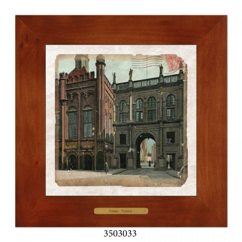 Obrazek Ceramiczny Gdańsk 28x28 cm w Drewnianej Ramce Obrazek Ceramiczny Gdańsk 28x28 cm w Drewnianej Ramce