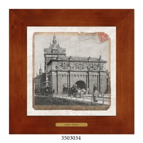 Obrazek Ceramiczny Gdańsk 28x28 cm w Drewnianej Ramce Obrazek Ceramiczny Gdańsk 28x28 cm w Drewnianej Ramce
