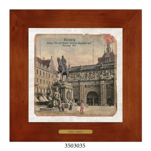 Obrazek Ceramiczny Gdańsk 28x28 cm w Drewnianej Ramce Obrazek Ceramiczny Gdańsk 28x28 cm w Drewnianej Ramce