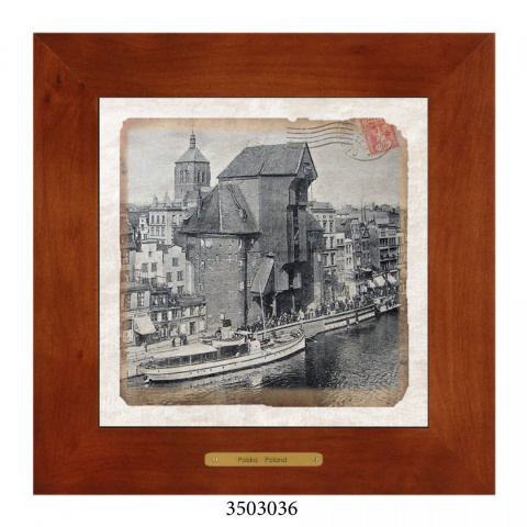 Obrazek Ceramiczny Gdańsk 28x28 cm w Drewnianej Ramce Obrazek Ceramiczny Gdańsk 28x28 cm w Drewnianej Ramce