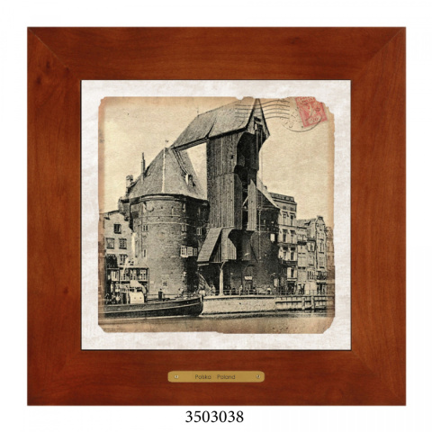 Obrazek Ceramiczny Gdańsk 28x28 cm w Drewnianej Ramce Obrazek Ceramiczny Gdańsk 28x28 cm w Drewnianej Ramce