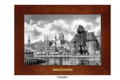 Obrazek Ceramiczny Gdańsk 28x38 cm w Drewnianej Ramce Obrazek Ceramiczny Gdańsk 28x38 cm w Drewnianej Ramce