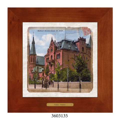 Obrazek Ceramiczny Wrocław 28x28 cm w Drewnianej Ramce Obrazek Ceramiczny Wrocław 28x28 cm w Drewnianej Ramce