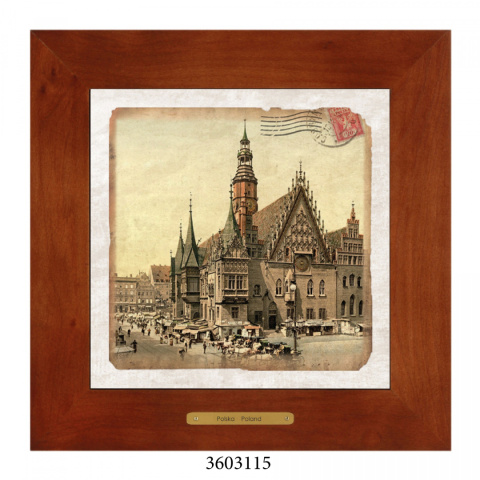 Obrazek Ceramiczny Wrocław 28x28 cm w Drewnianej Ramce Obrazek Ceramiczny Wrocław 28x28 cm w Drewnianej Ramce
