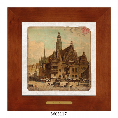 Obrazek Ceramiczny Wrocław 28x28 cm w Drewnianej Ramce Obrazek Ceramiczny Wrocław 28x28 cm w Drewnianej Ramce